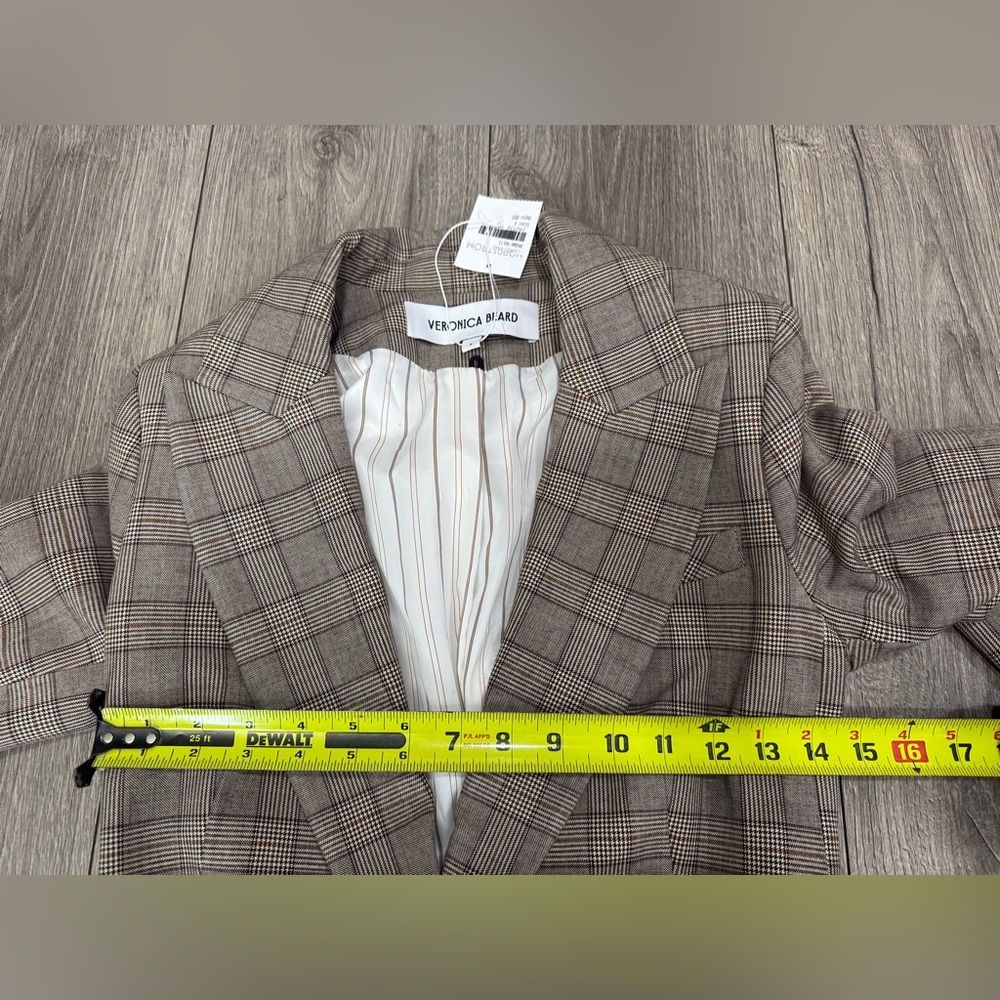 NWOT Veronica Beard Long & Lean Dickey Jacket in Brown Multi Plaid Size 6 - Picture 8 of 8